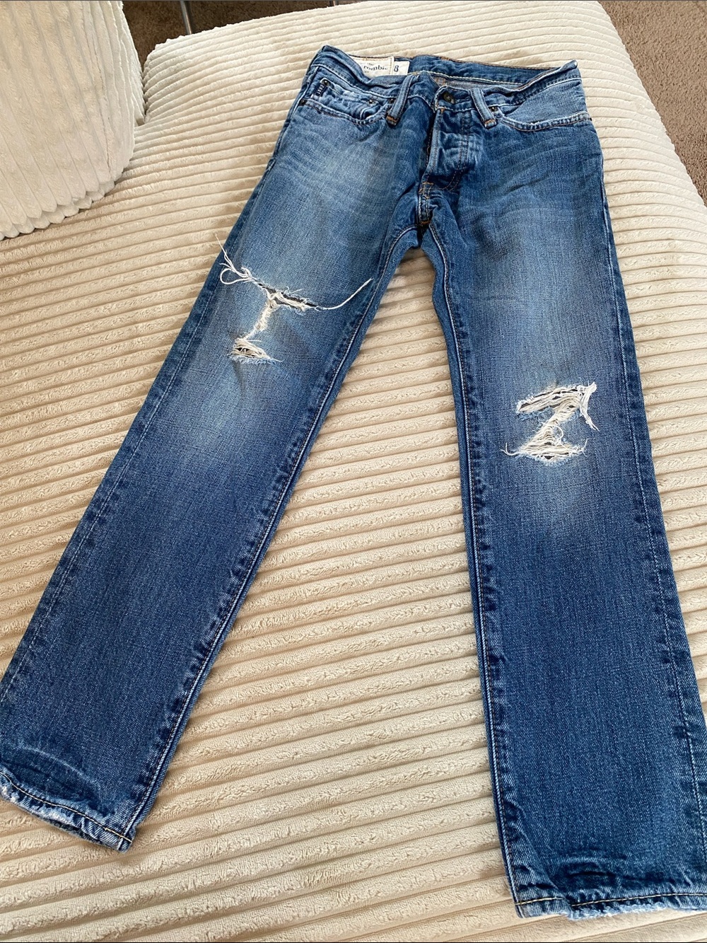 Boys distressed Abercrombie jeans
